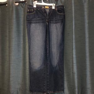 Rare dark wash jeans with cheetah patch